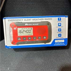 Midland ER50 Emergency Crank NOAA Weather Radio with AM/FM - Red